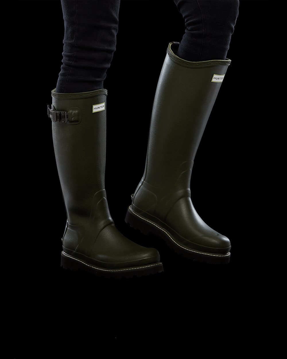 Womens Tall Rain Boots - Hunter Balmoral Poly-Lined (32TRZBVUH) - Dark Olive
